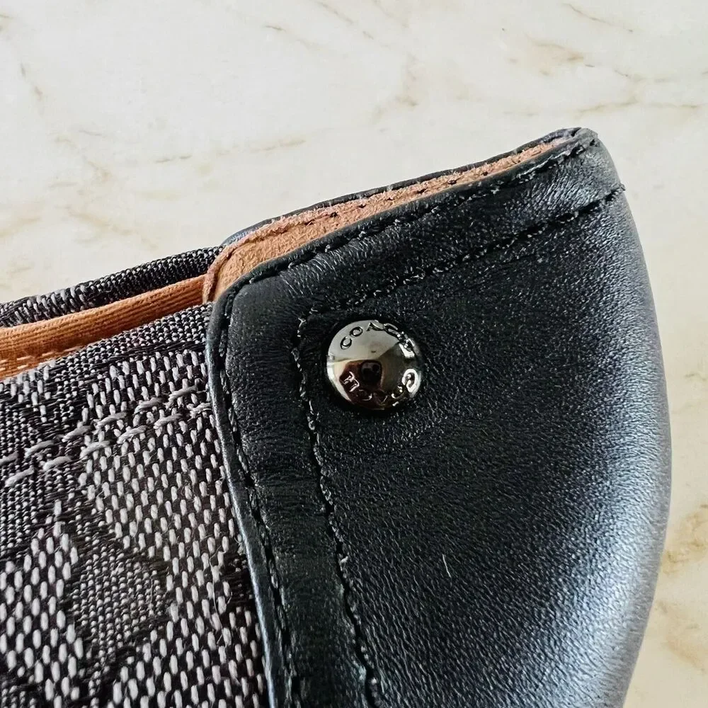 COACH Chelsea Black Gray Signature Canvas Logo Print Ballerina Flats - US 8.5 - Picture 6 of 10